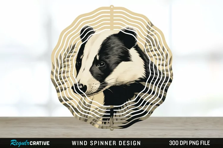 Vintage Badger Wind Spinner Sublimation Design PNG
