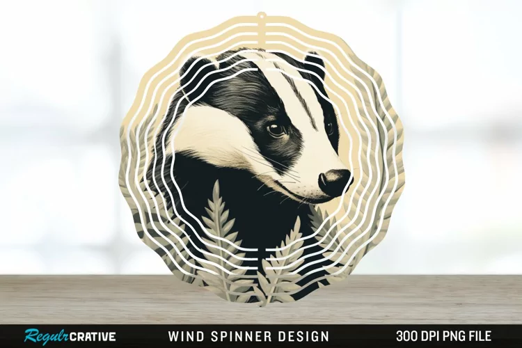 Vintage Badger Wind Spinner Sublimation Design PNG