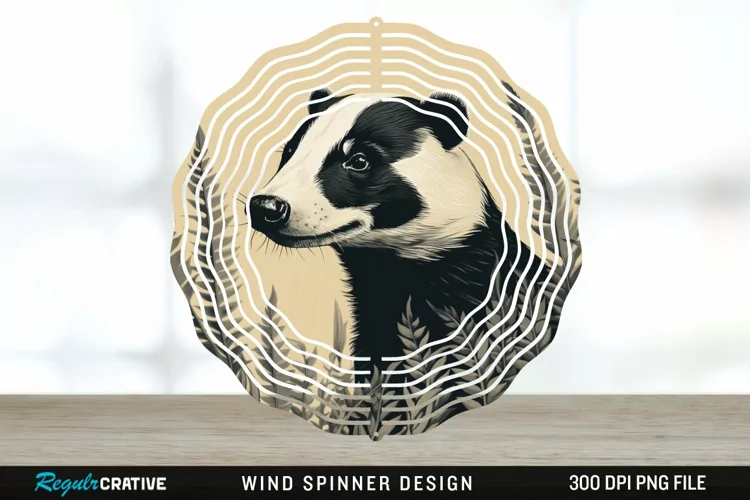 Vintage Badger Wind Spinner Sublimation Design PNG
