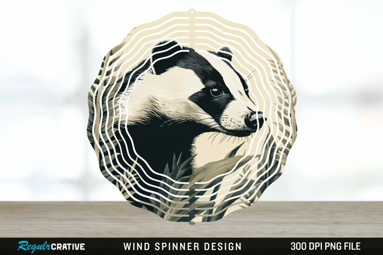 Vintage Badger Wind Spinner Sublimation Design PNG