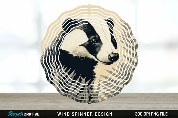 Vintage Badger Wind Spinner Sublimation Design PNG