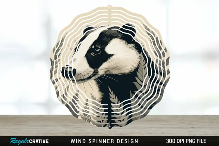Vintage Badger Wind Spinner Sublimation Design PNG