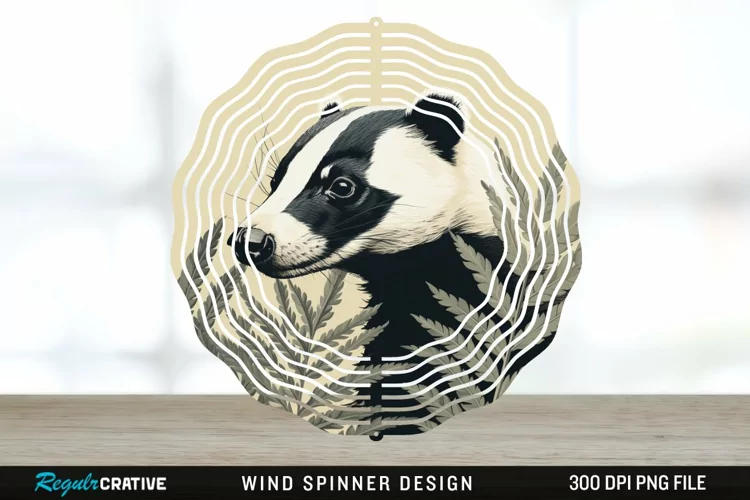 Vintage Badger Wind Spinner Sublimation Design PNG