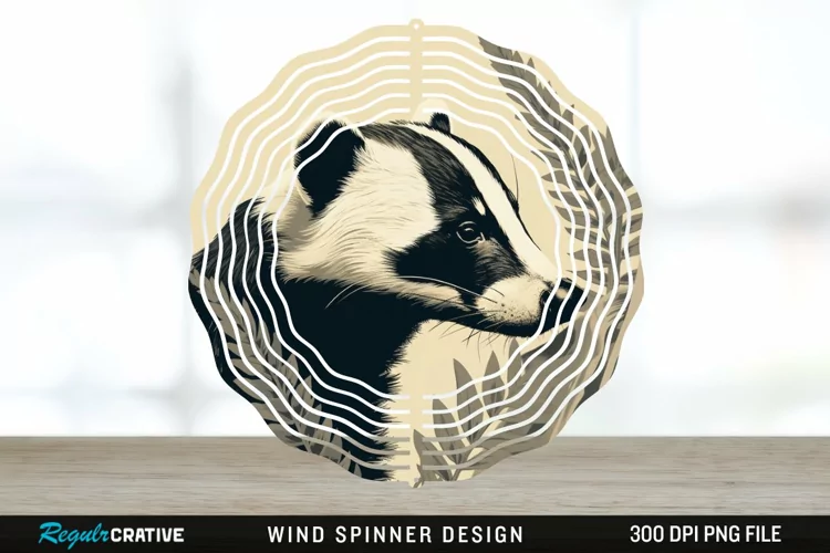 Vintage Badger Wind Spinner Sublimation Design PNG