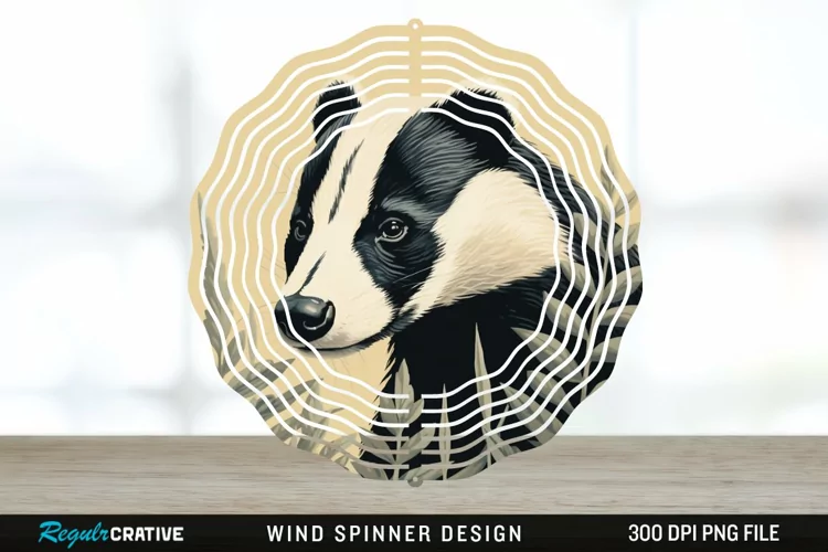 Vintage Badger Wind Spinner Sublimation Design PNG