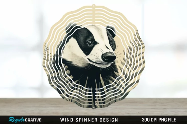 Vintage Badger Wind Spinner Sublimation Design PNG