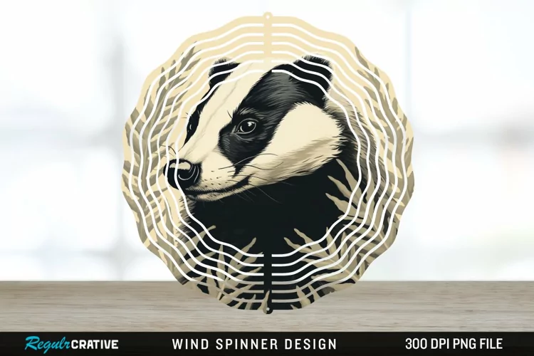 Vintage Badger Wind Spinner Sublimation Design PNG