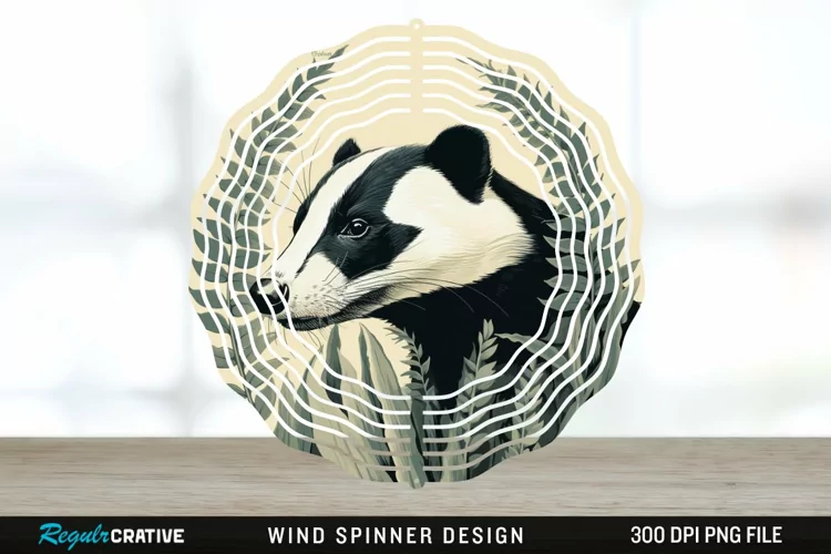 Vintage Badger Wind Spinner Sublimation Design PNG