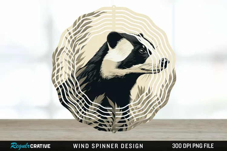 Vintage Badger Wind Spinner Sublimation Design PNG