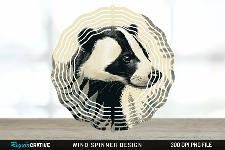Vintage Badger Wind Spinner Sublimation Design PNG