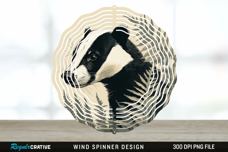 Vintage Badger Wind Spinner Sublimation Design PNG