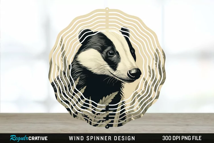 Vintage Badger Wind Spinner Sublimation Design PNG