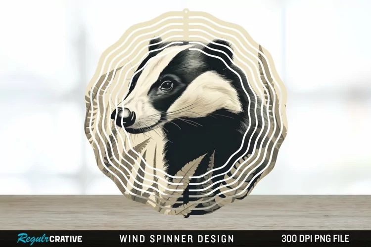 Vintage Badger Wind Spinner Sublimation Design PNG