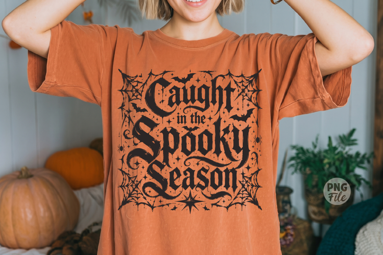 Vintage Bat Caught in the Spooky Season PNG,Halloween Shirt