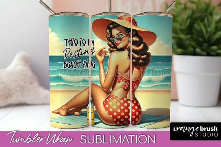 Beach Tumbler Wrap - Sarcastic Pin-up Girl Sublimation