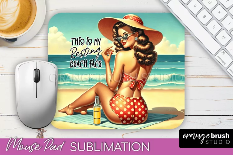 Sarcastic Pin-up Girl Mouse Pad PNG - Beach Sublimation