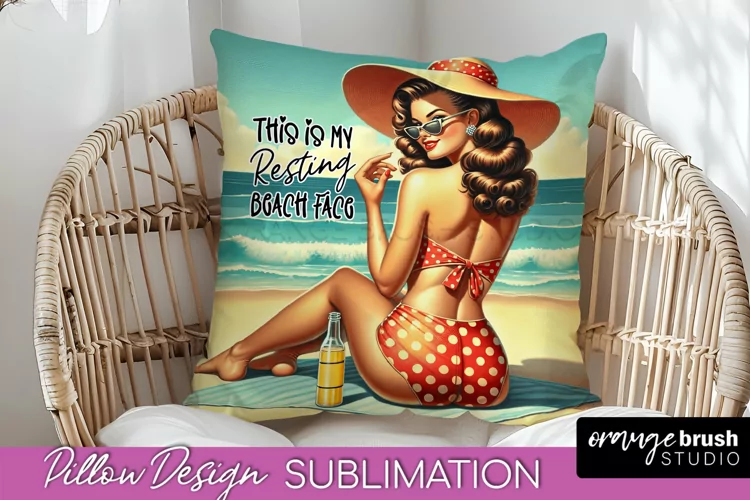 Pin Up Girl Pillow Cover - Beach Pillow Case Sublimation