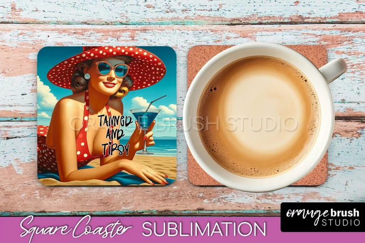 Pin Up Girl Coaster - Sarcastic Quote Beach Square Coaster