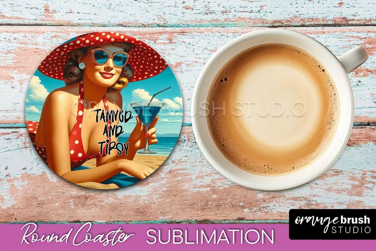 Pin Up Girl Coaster - Sarcastic Quote Beach Round Coaster