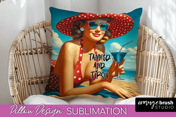 Pin Up Girl Pillow Cover - Beach Pillow Case Sublimation