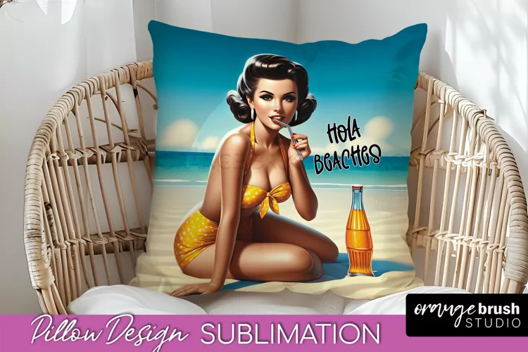 Pin Up Girl Pillow Cover - Beach Pillow Case Sublimation