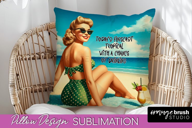 Pin Up Girl Pillow Cover - Beach Pillow Case Sublimation