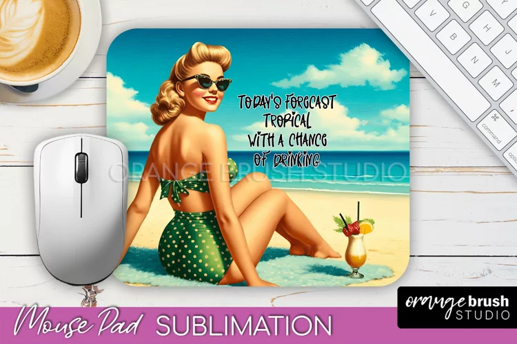 Sarcastic Pin-up Girl Mouse Pad PNG - Beach Sublimation