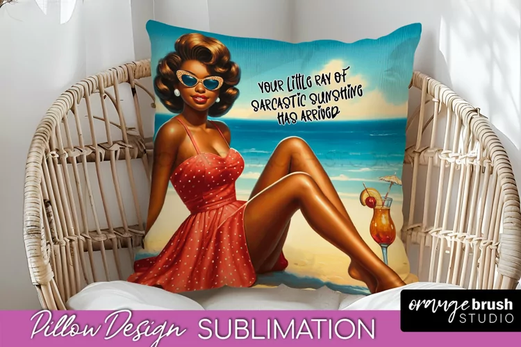 Pin Up Girl Pillow Cover - Beach Pillow Case Sublimation