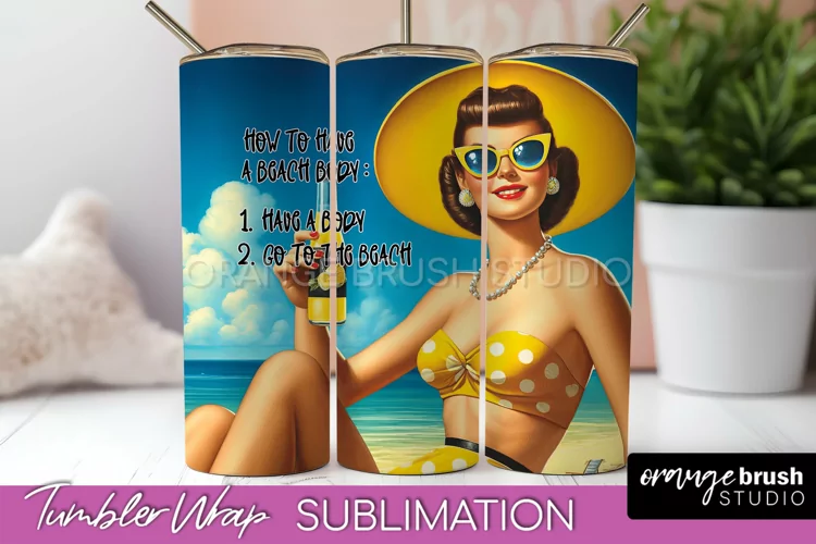 Beach Tumbler Wrap - Sarcastic Pin-up Girl Sublimation