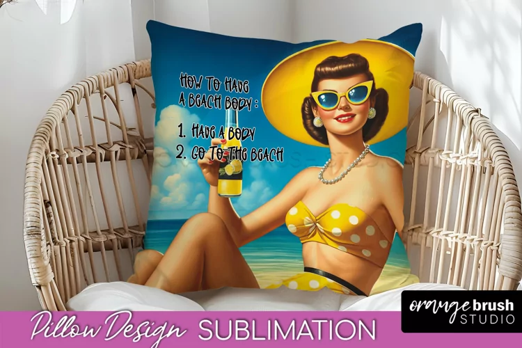 Pin Up Girl Pillow Cover - Beach Pillow Case Sublimation