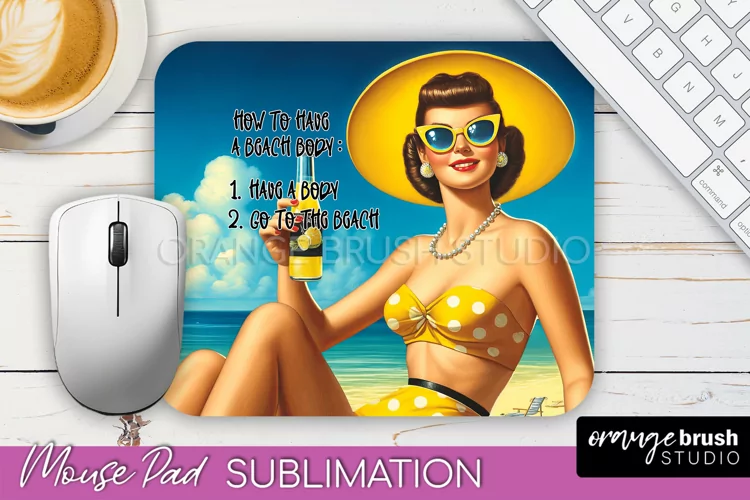 Sarcastic Pin-up Girl Mouse Pad PNG - Beach Sublimation