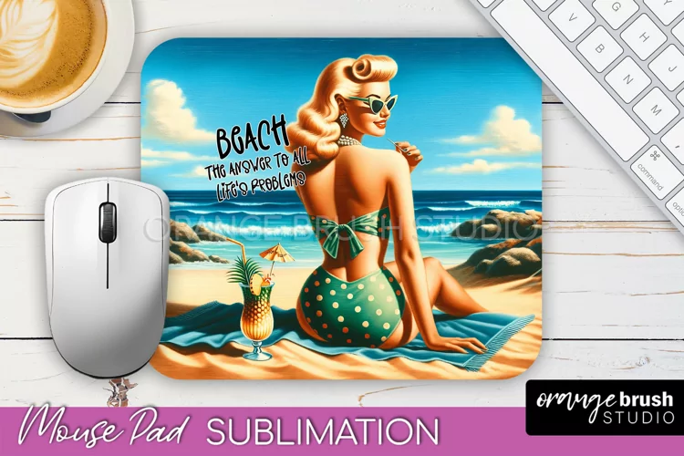 Sarcastic Pin-up Girl Mouse Pad PNG - Beach Sublimation