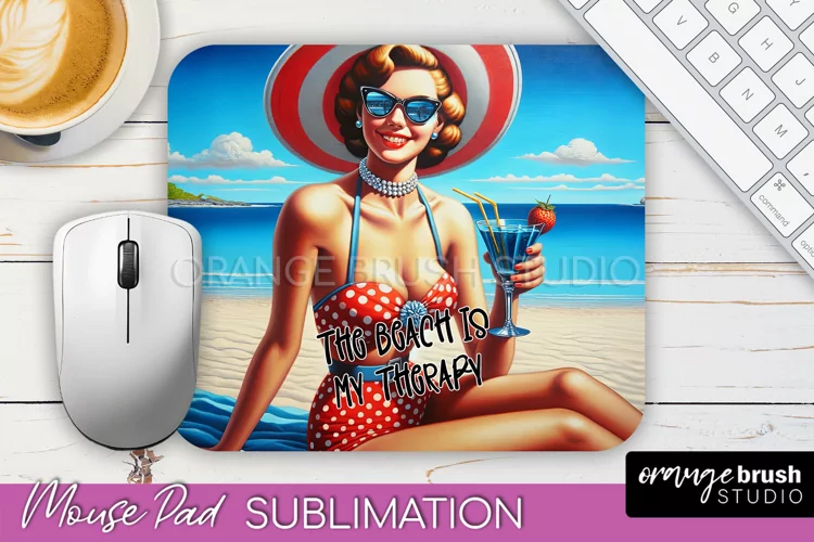 Sarcastic Pin-up Girl Mouse Pad PNG - Beach Sublimation