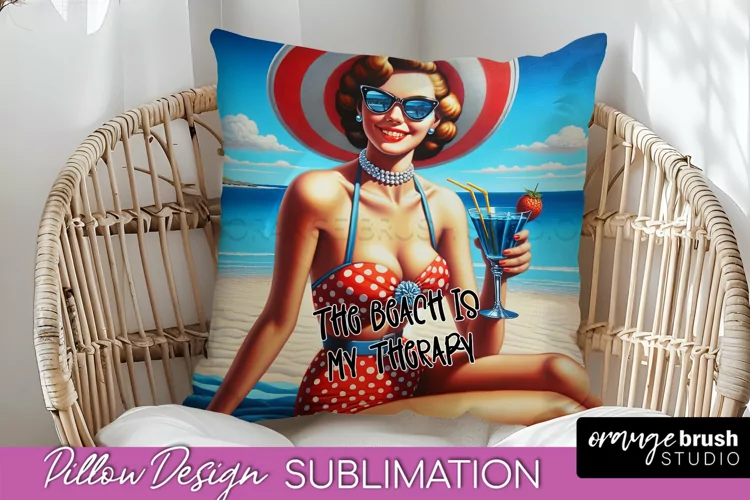 Pin Up Girl Pillow Cover - Beach Pillow Case Sublimation