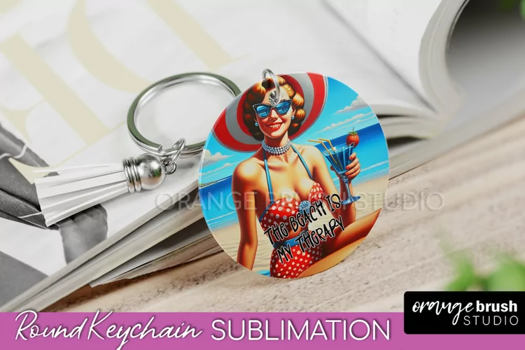 Pin Up Girl Keychain - Sarcastic Beach Keychain Sublimation