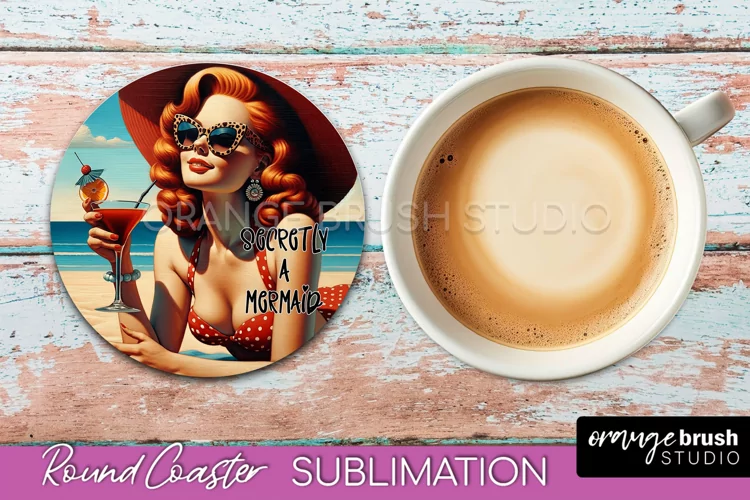 Pin Up Girl Coaster - Sarcastic Quote Beach Round Coaster