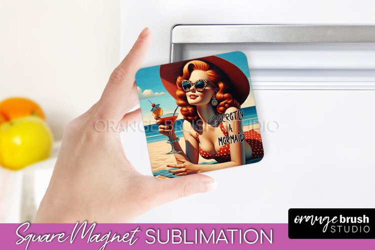 Pin Up Girl Magnet Sublimation, Sarcastic Beach Quote Magnet example image 1