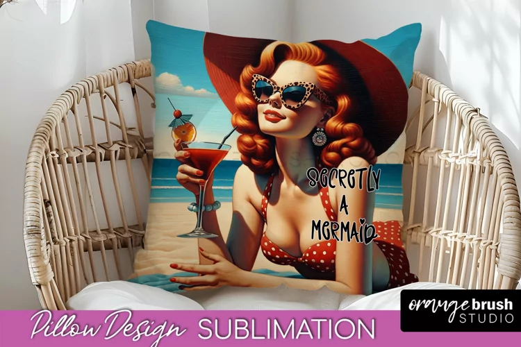 Pin Up Girl Pillow Cover - Beach Pillow Case Sublimation