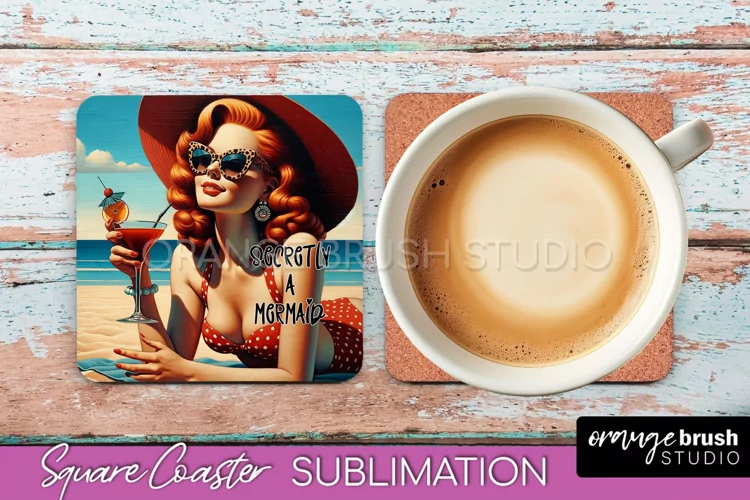 Pin Up Girl Coaster - Sarcastic Quote Beach Square Coaster