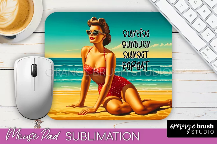 Sarcastic Pin-up Girl Mouse Pad PNG - Beach Sublimation