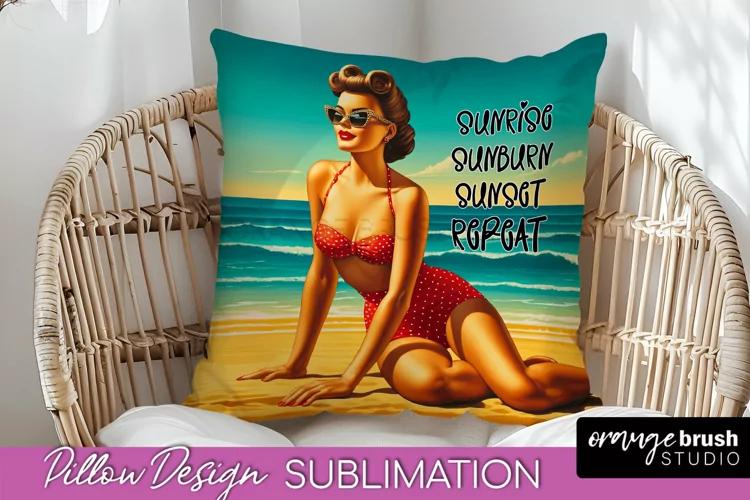 Pin Up Girl Pillow Cover - Beach Pillow Case Sublimation