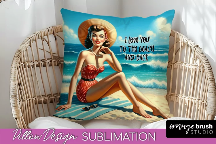 Pin Up Girl Pillow Cover - Beach Pillow Case Sublimation