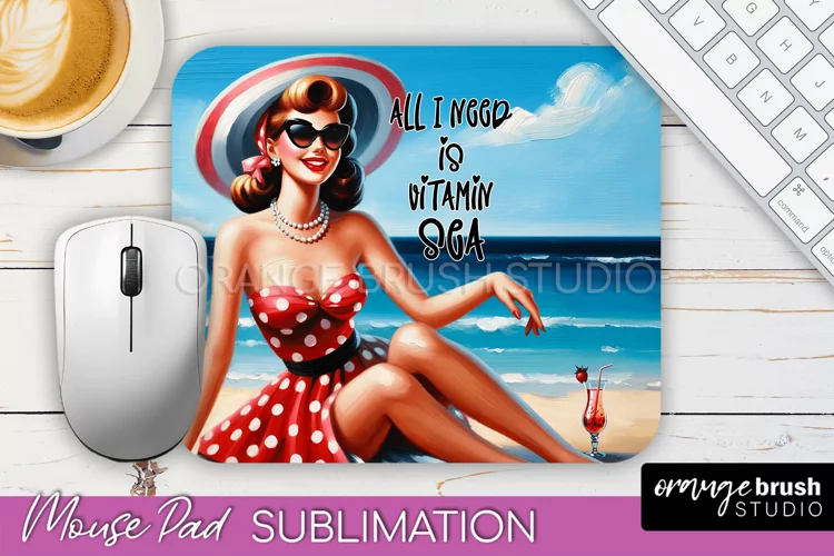 Sarcastic Pin-up Girl Mouse Pad PNG - Beach Sublimation