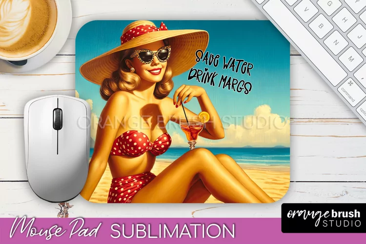 Sarcastic Pin-up Girl Mouse Pad PNG - Beach Sublimation