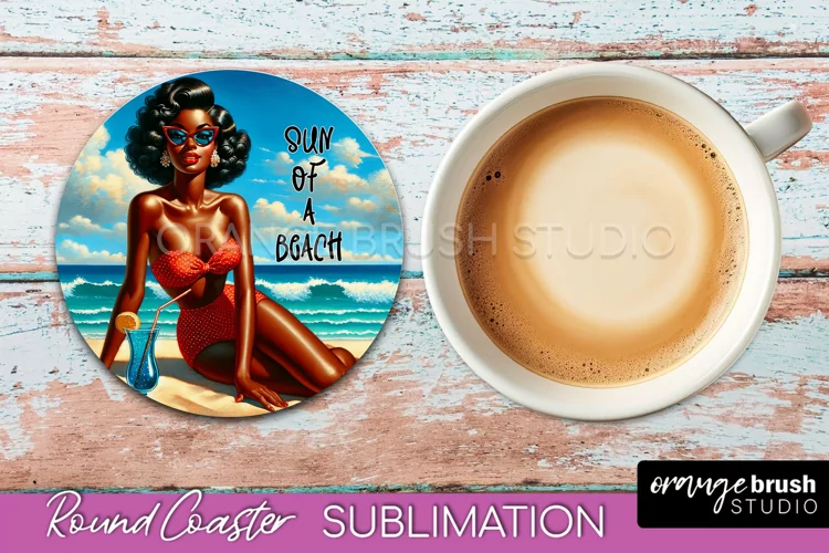 Pin Up Girl Coaster - Sarcastic Quote Beach Round Coaster