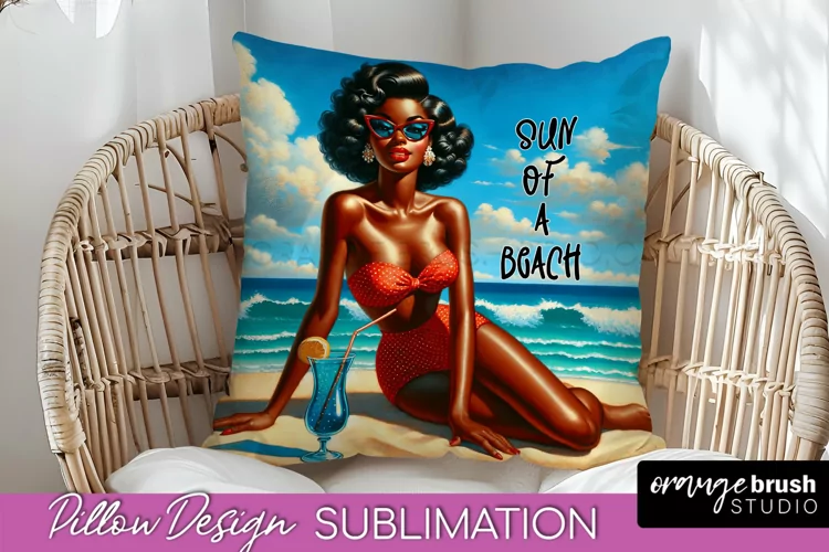 Pin Up Girl Pillow Cover - Beach Pillow Case Sublimation