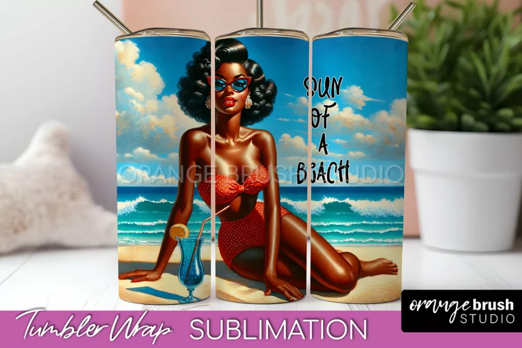 Beach Tumbler Wrap - Sarcastic Pin-up Girl Sublimation