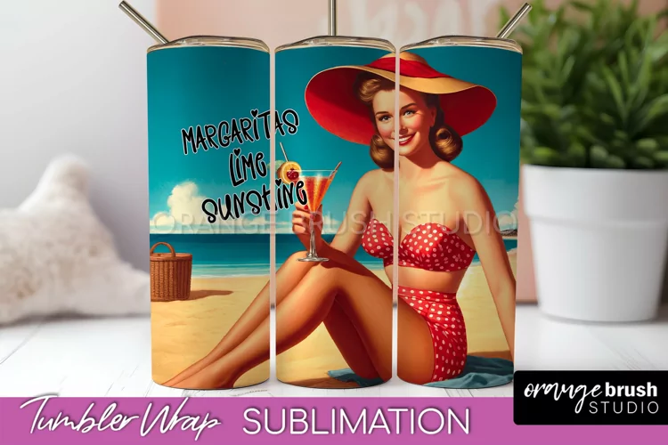 Beach Tumbler Wrap - Sarcastic Pin-up Girl Sublimation