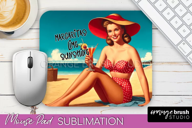 Sarcastic Pin-up Girl Mouse Pad PNG - Beach Sublimation