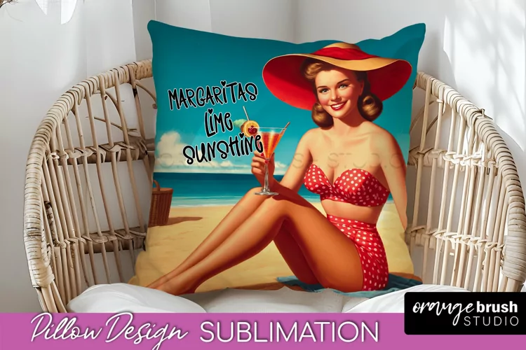 Pin Up Girl Pillow Cover - Beach Pillow Case Sublimation